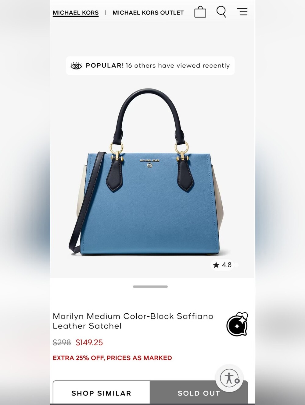 Michael Kors Marilyn Medium Color-Block Saffiano Leather Satchel - Picture 10 of 11